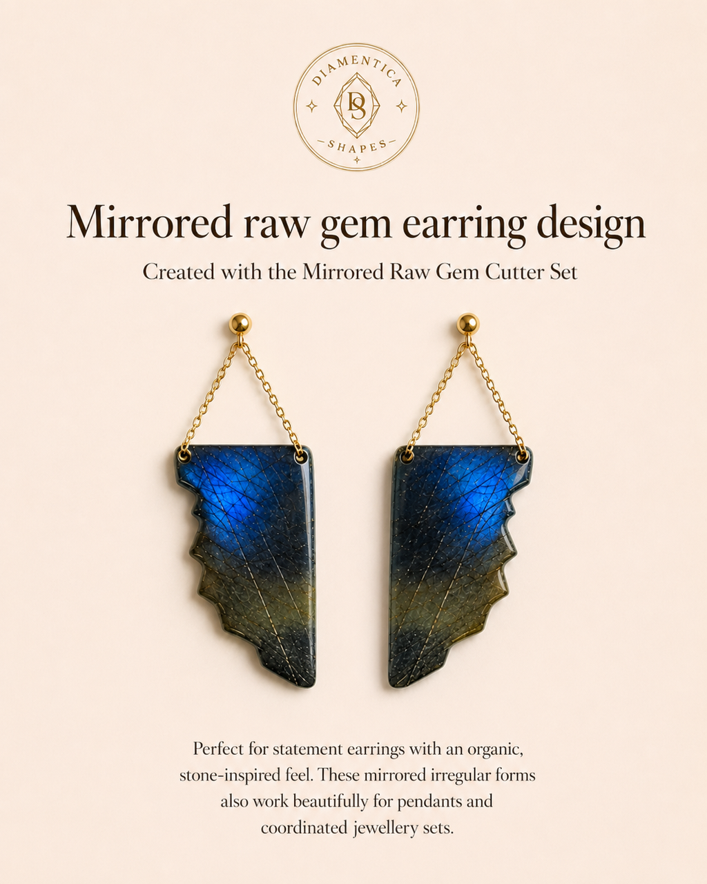 Mirrored Raw Gem Polymer Clay Cutter Set