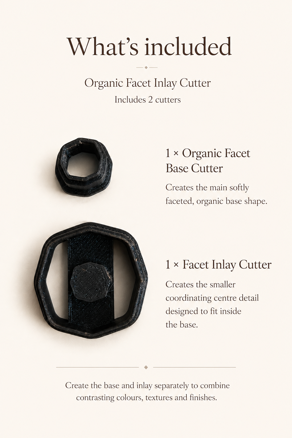 Organic Facet Inlay Polymer Clay Cutter
