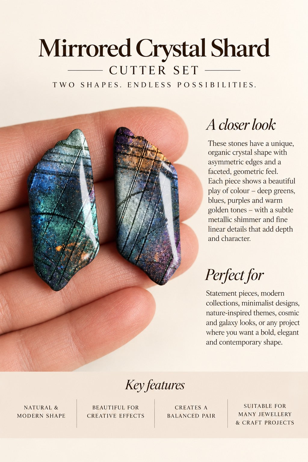 Mirrored Crystal Shard Polymer Clay Cutter Set