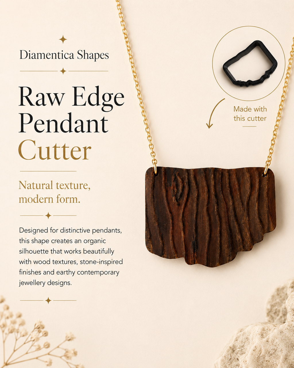 Raw Edge Pendant Polymer Clay Cutter