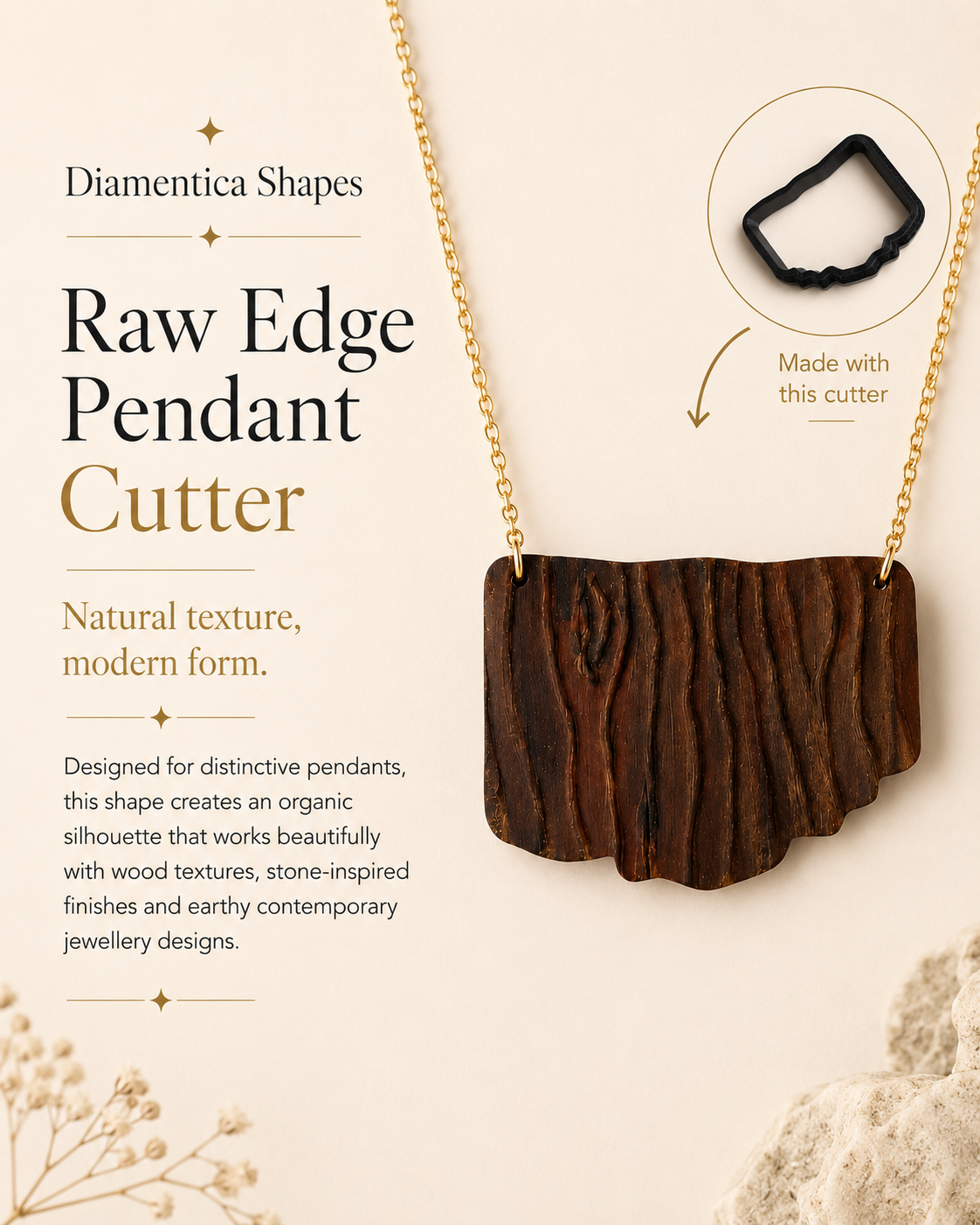 Raw Edge Pendant Polymer Clay Cutter