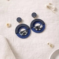 Denim Marble Drop Earrings – Indigo Stone