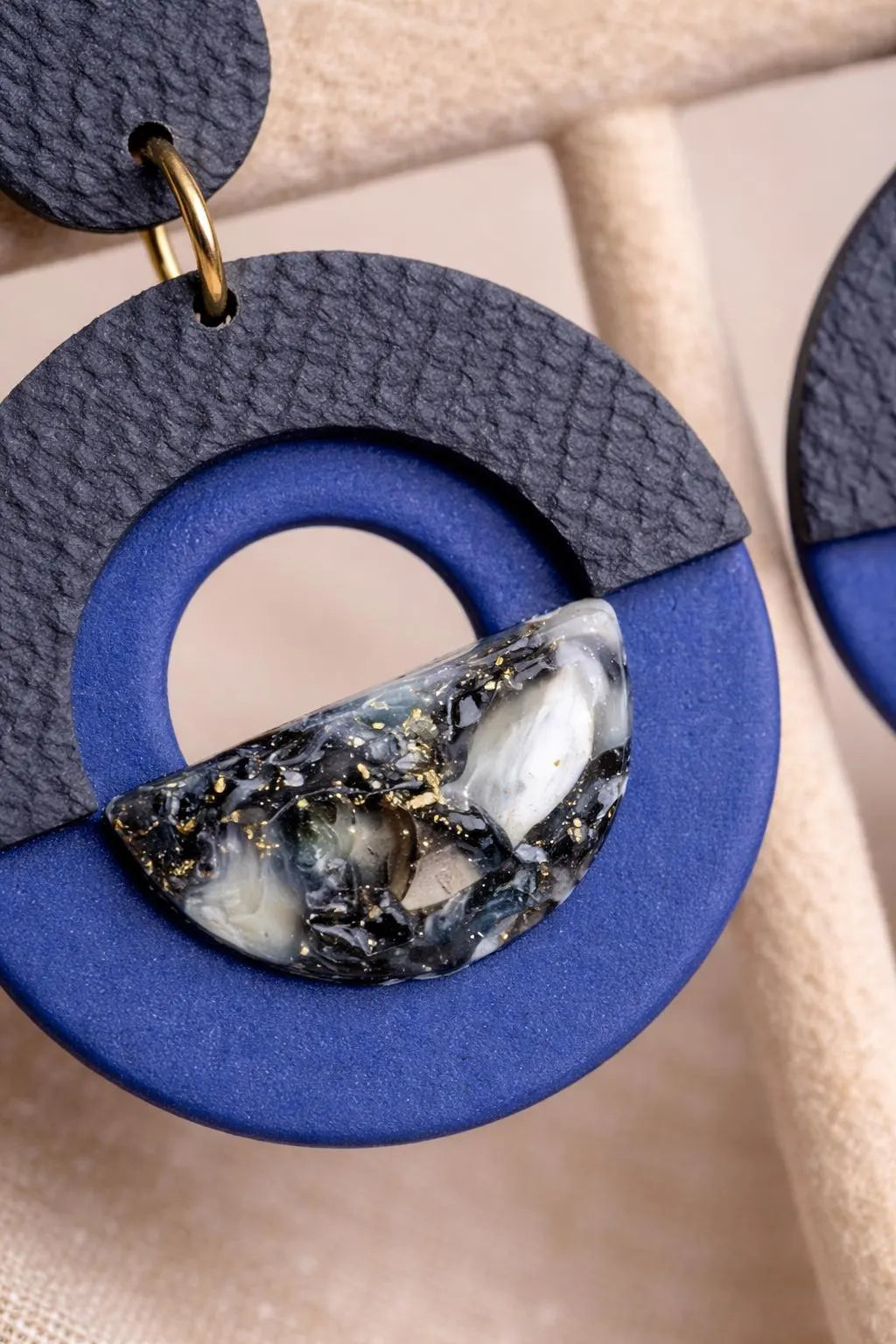 Denim Marble Drop Earrings – Indigo Stone