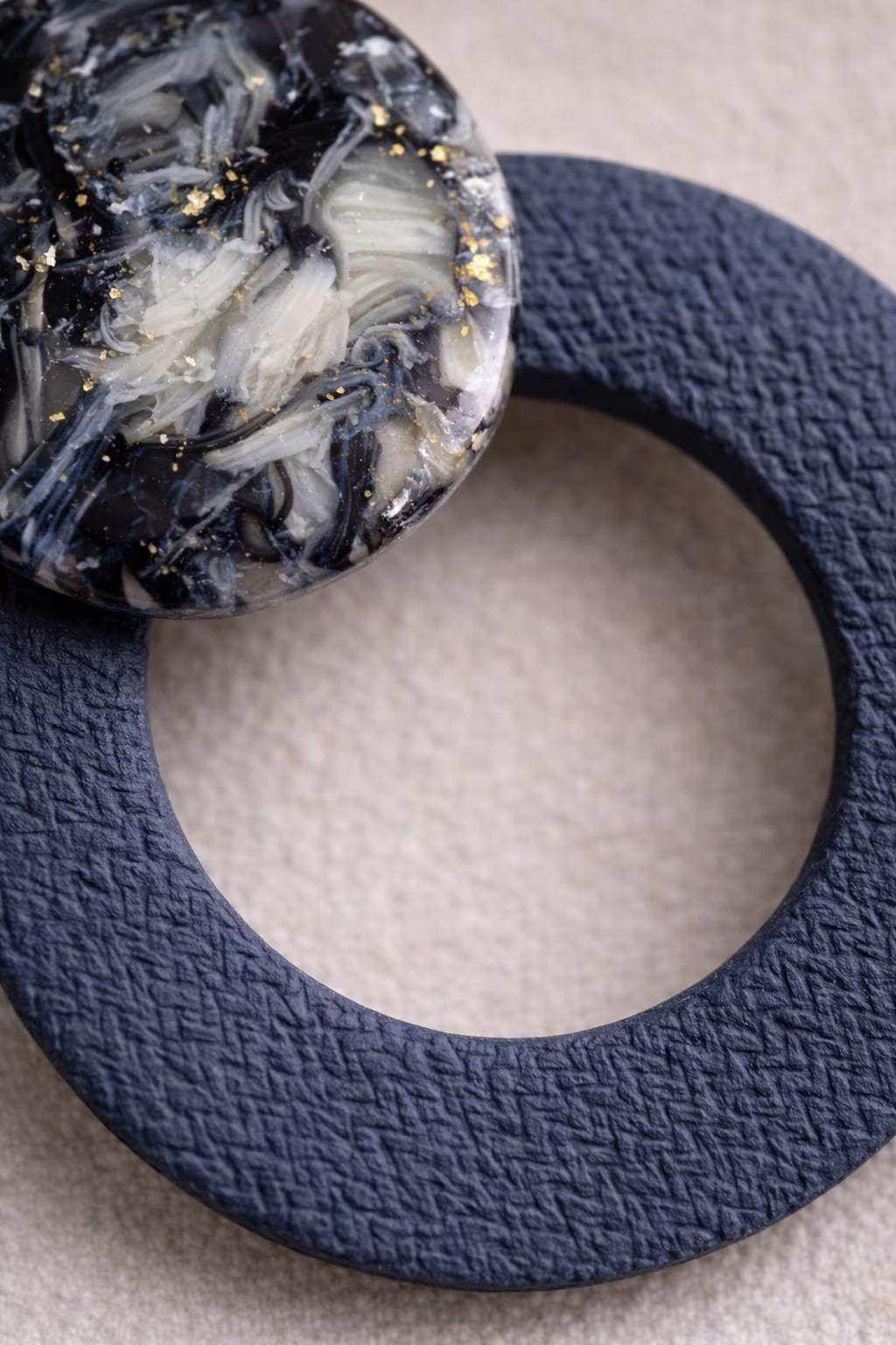 Denim Marble Stud Earrings – Indigo Stone