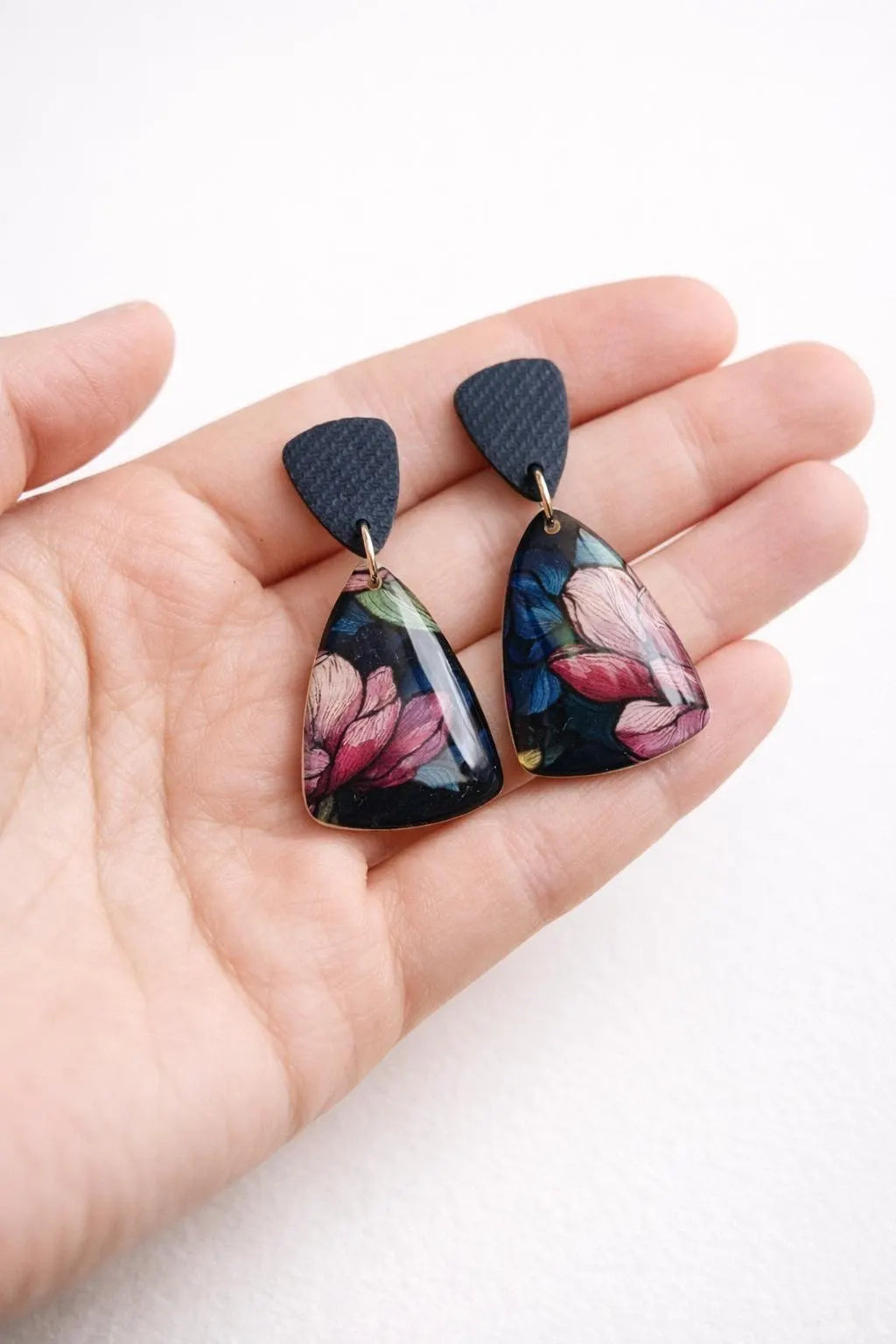 Denim Bloom Statement Drop Earrings