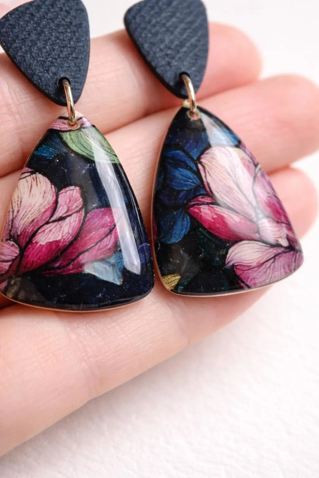 Denim Bloom Statement Drop Earrings