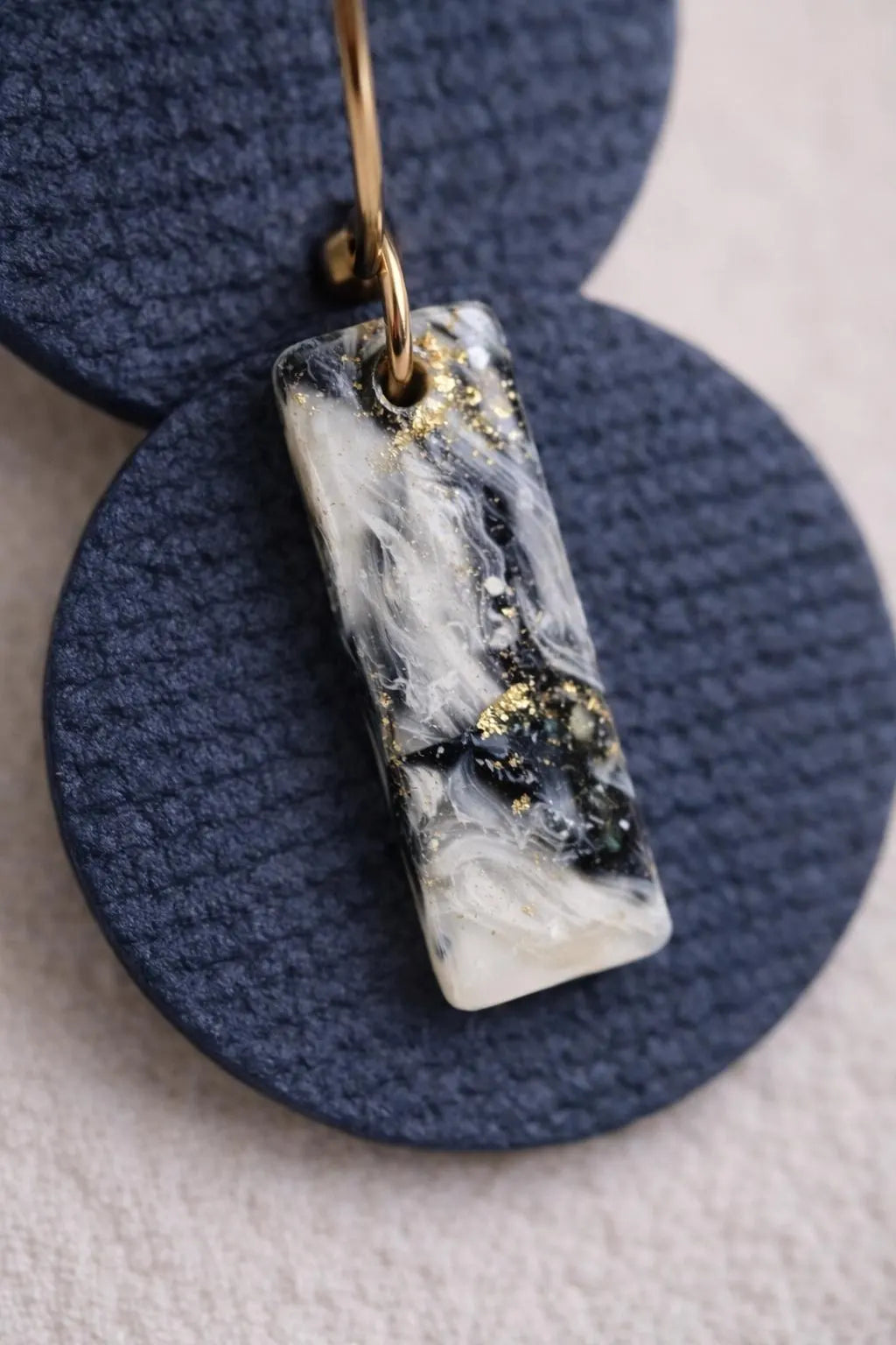 Denim Marble Drop Earrings – Indigo Stone