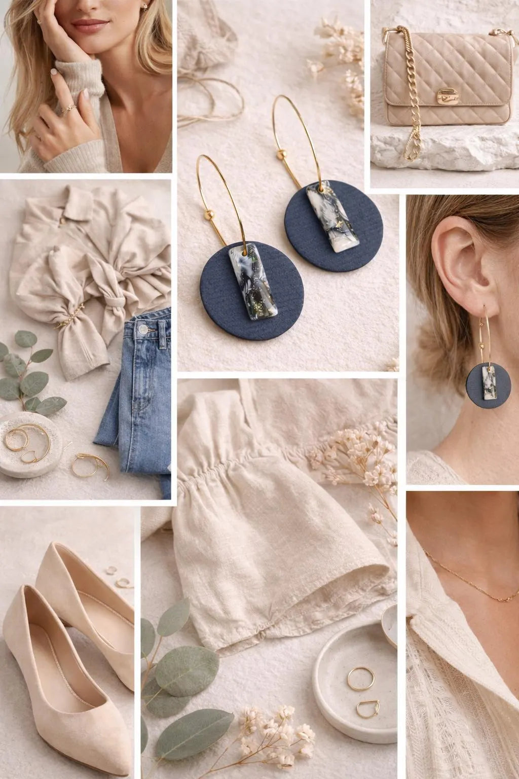 Denim Marble Drop Earrings – Indigo Stone