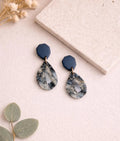 Denim Marble Drop Earrings – Indigo Stone