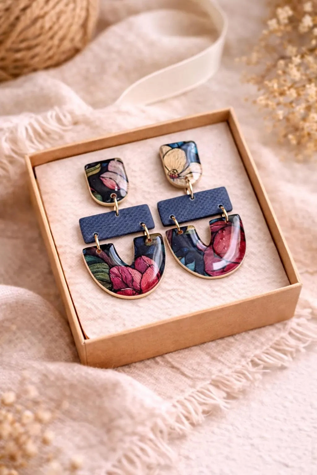 Denim Bloom Floral Drop Earrings