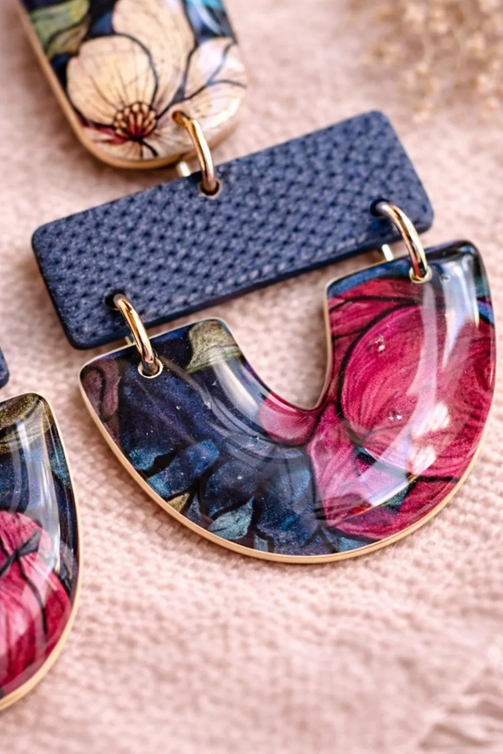 Denim Bloom Floral Drop Earrings