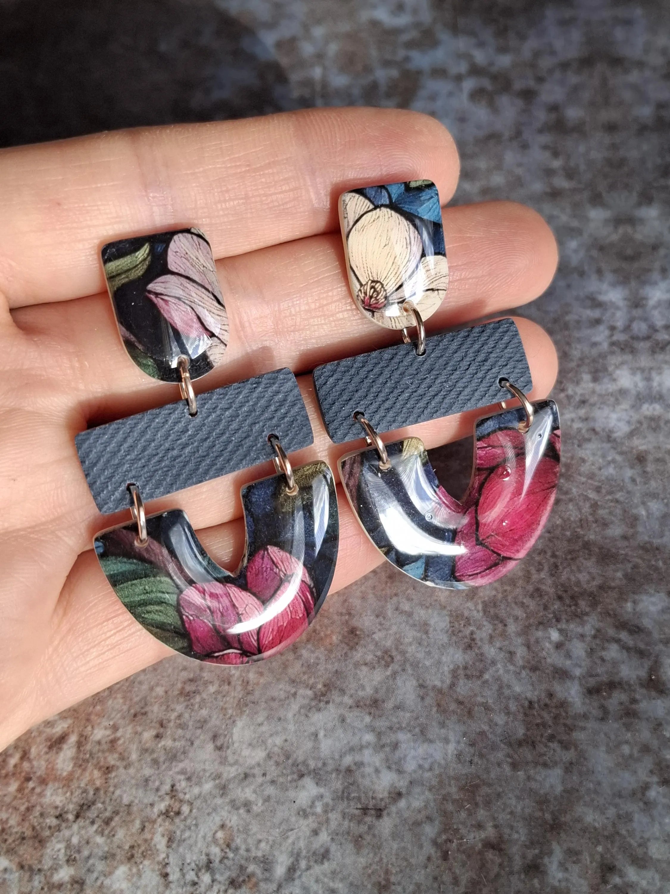 Denim Bloom Floral Drop Earrings